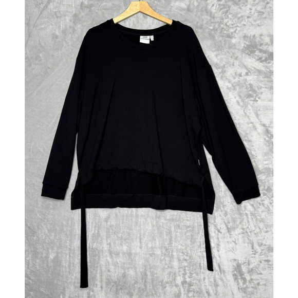 Good American Tops - Good American Sweatshirt Womens 5 2XL Black Long Sleeve Tie Strap Crew Knit